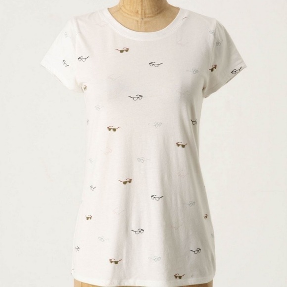 Cream Anthropologie Pilcro Spectacles eyeglasses boy tee - Picture 1 of 6